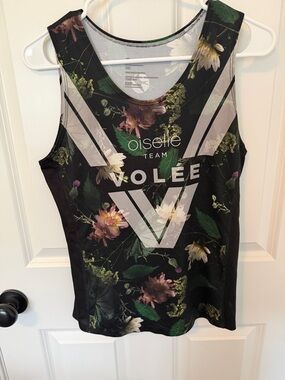 oiselle Black Floral Volee Team Tank Top